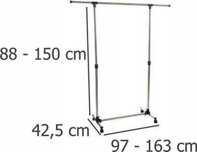 Varëse rrobash me rrota 5five Simple Smart, lartësi që e çon si do vet, metalike, ngjyrë argjendi