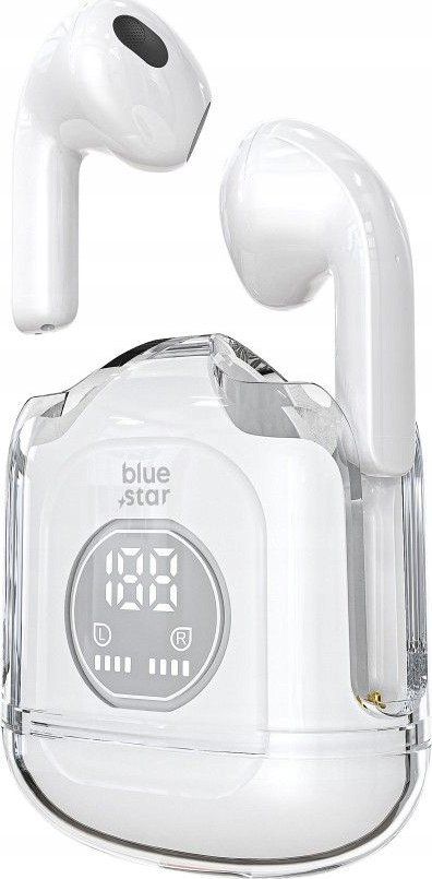 Kufje Bluetooth Blue Star Transparency Fi22, TWS, me ekran baterie, të bardha