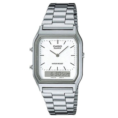 Orë dore Casio AQ-230A-7D, e argjendtë/bardhë