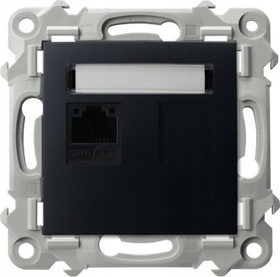 Prizë interneti Ospel Szafir, RJ45 Cat 5e, montim në mur, e zezë metalike