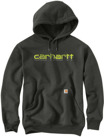 Дуксер со капуљача Carhartt Rain Defender, широк крој, за мажи, зелен peat