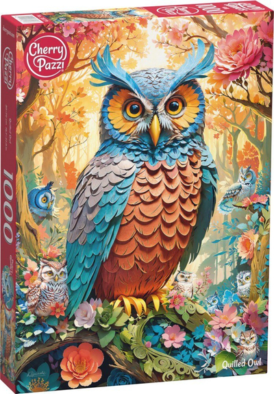 Puzzle CherryPazzi Quilled Owl, 1000 pjesë, 50 x 70 cm, shumëngjyrësh