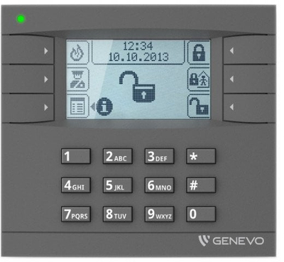Panel komandimi Genevo PRiMA LCD, ekran LCD, ikona, gri