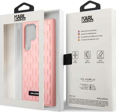 Mbulesë telefoni Karl Lagerfeld Monogram 3D për Samsung Galaxy S23 Ultra, rozë