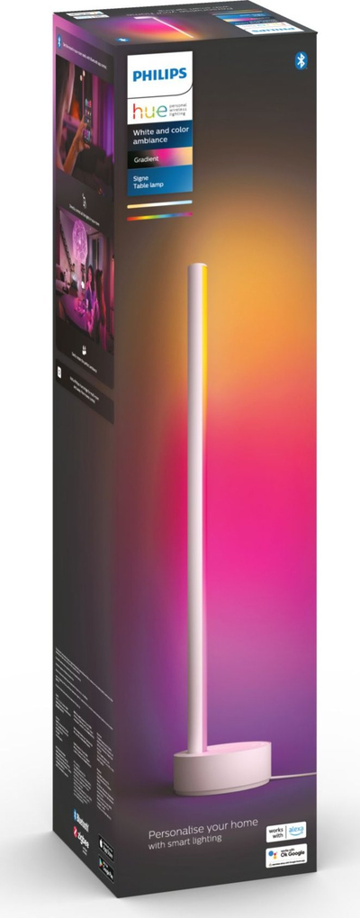 Lampë tavolone Philips Hue Signe Gradient, e zgjuar, Bluetooth, e bardhë
