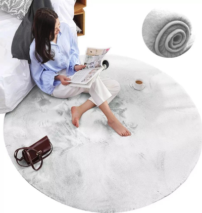 Tapet rrethor Strado Round Rug Rabbit, 200x200 cm, antialergjik, i bardhë