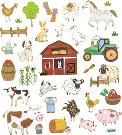 Ngjitësa dekorative dP Craft Farm, motive ferme, fletë 15 x 17 cm, shumëngjyrëshe