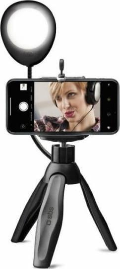 Tripod për telefon SBS Mobile Phone Tripod, dritë LED, telekomandë, i zi