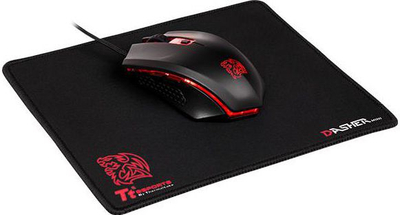 Сет гејминг глушец и подлога за глушец Tt eSPORTS Talon X, прилагодлив DPI, со светла, црн