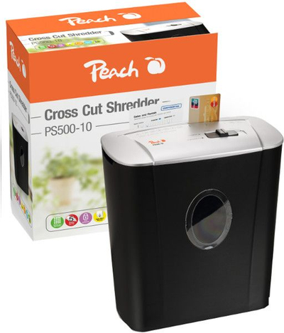 Shkatërrues letrash Peach PS500-10, cross cut, 22 cm, i zi gri