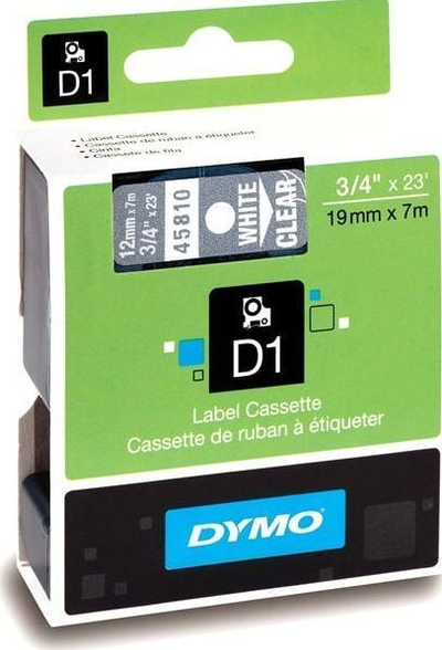 Shirit etiketime Dymo D1 S0720900, 19mm, 7m, i zi mbi të bardhë