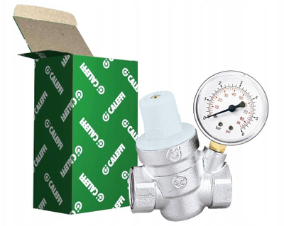 Reduktor presioni uji Caleffi, 1", me manometër, bronzi