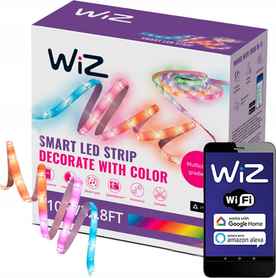 Shirit LED i zgjuar WiZ, 10 m, RGB, Wi‑Fi