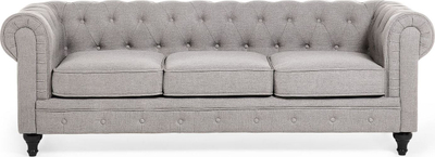 Set dhome dite Beliani Chesterfield, 3+1 ulëse, material stof, gri e hapur
