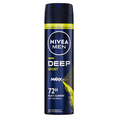 Set për meshkuj Nivea Deep Energy, xhel dushi 250 ml + sprej antiperspirant Men Deep Sport 150 ml