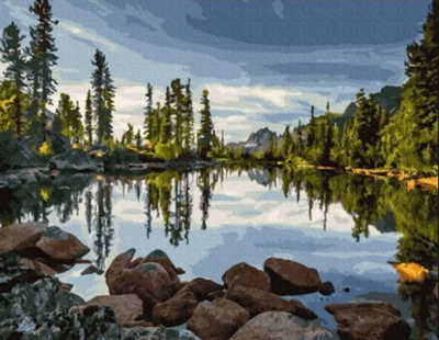 Set diamond painting Norimpex Lake in the Forest, mozaik dekorativ, shumëngjyrësh