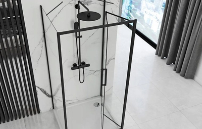 Krah montimi për xham dushi REA BLACK 5902557394258, metal, mat, i zi