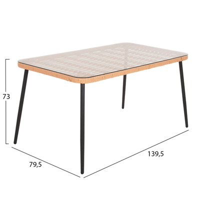 Tavolinë ngrënieje drejtkëndore Allegra 139,5×79,5×73 Hcm (HM5537.11), zezë