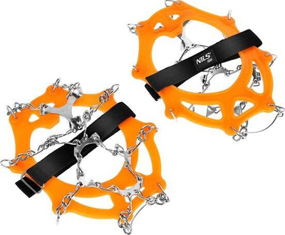 Cramponë për hiking NILS NC1717, 12 dhëmbë çeliku, madhësia XL, portokalli