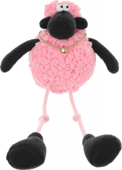 Figurinë zbukuruese Saska Sitting Lamb, qengj ulur, 10+25cm, rozë
