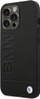 Mbrojtëse telefoni BMW iPhone 14 Pro Hot Stamp Metal Logo, lëkurë, Qi, e zezë