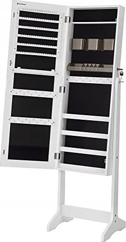 Dollap bizhuterish SONGMICS, në këmbë, i fortë, me pasqyrë të plotë, i bardhë