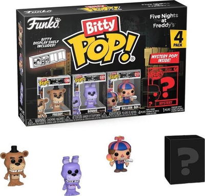 Set figura koleksionuese Funko Bitty Pop Five Nights at Freddy’s, 4 mini figura vinili, me figurë mister, shumëngjyrëshe