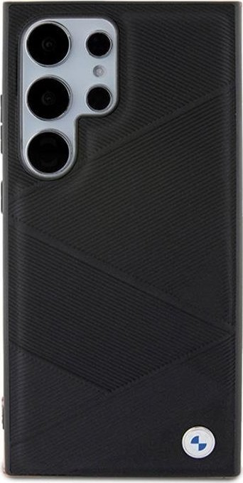 Mbështjellës BMW me lëkurë Crossing Lines Hardcase për Galaxy S24 Ultra, i fortë, i zi