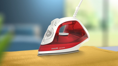 Hekuri me avull Philips 2000 Series DST2010/40, pllaka jo ngjitëse, i kuq e bardhë