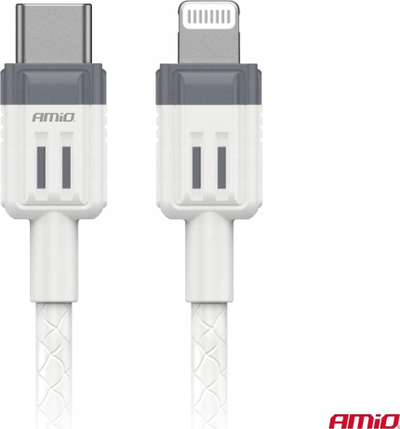 Kabllo karikimi USB AMiO 03910, USB C në Lightning, 1m, 20W, bardh e zi