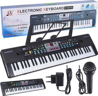 Piano elektronike për kalamajt MQ, 61 taste, ekran LED, e zezë