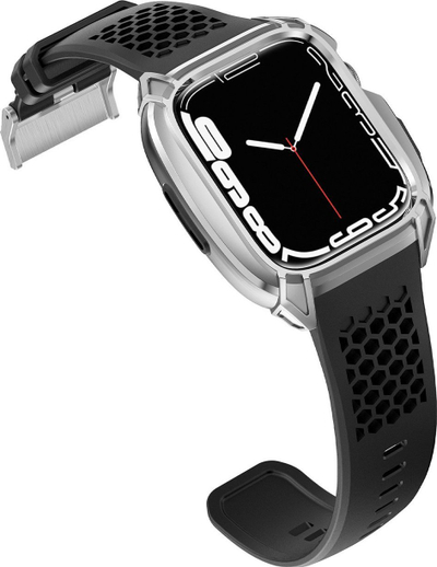 Komplet rrip dhe kasë Kingxbar CYF148 për Apple Watch 44/45mm, 2 në 1, argjend