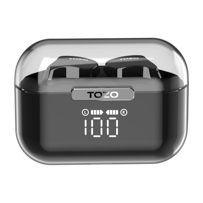 Kufje pa kabllo TOZO T18 Crystal Buds, Bluetooth, IPX8, të zeza