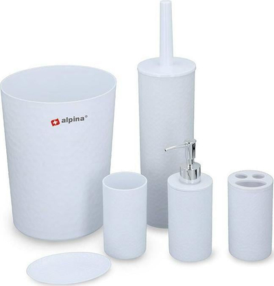 Set banjoje Alpina, 6 pjesë, plastikë, i bardhë