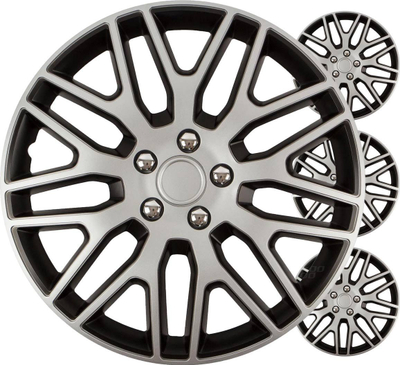 Kapakë rrote Dakar, set me 4 copë, 14", plastikë ABS, zi me argjendtë
