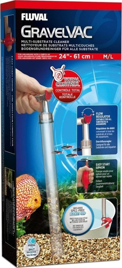 Pastrues zhavorri Fluval GravelVac M/L, multi substrate, për akuarium