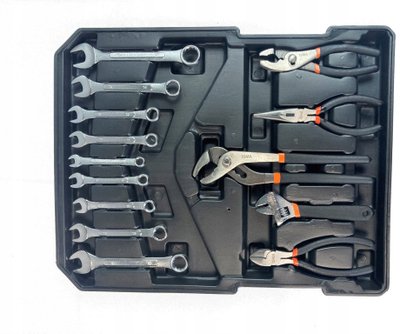 Set veglash ISMA, 1450 pjesë, valixhe me rrota, çelik C45 dhe Cr-V