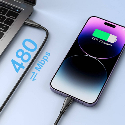 Kabllo USB Joyroom JYR696, USB C në Lightning, 0.25 m, e zezë