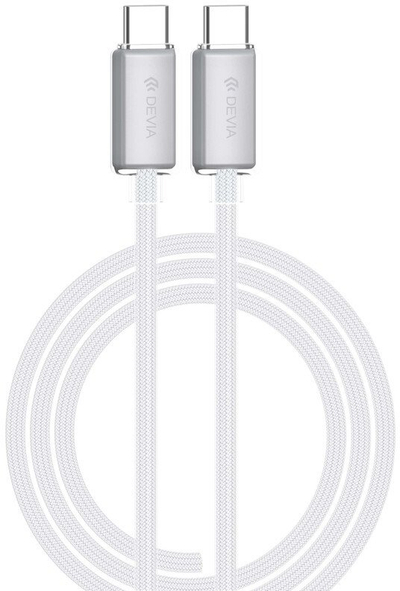 Kabllo karikimi Deva USB C në USB C, 60W, 1.5m, e bardhë