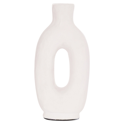 Vazo dekorative HomeMarkt Clayvon HM4409, terrakotë, 21cm, e bardhë