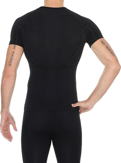 Bluzë sportive Brubeck Active Wool, merino, për burra, e zezë, masa M