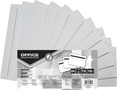 Zarfe Office Products, SK, DL, 110x220mm, 10 copë, të bardhë