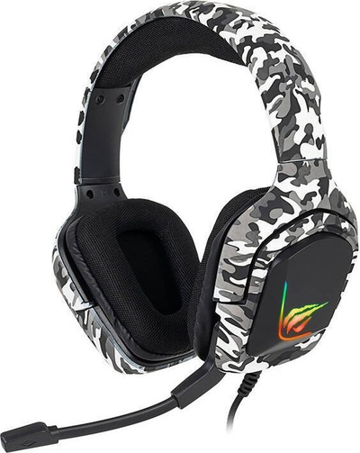 Kufje gaming Havit H653d, 40mm, me mikrofon, kamuflazh e bardhë