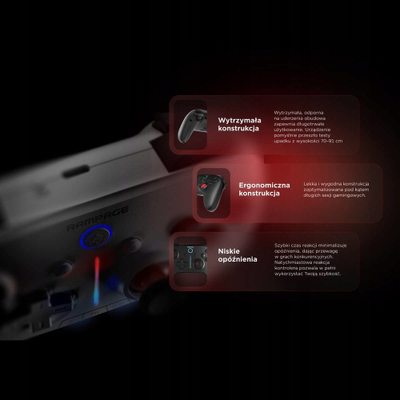 Gamepad wireless Rampage Hydra, Bluetooth, USB-C, i bardhë