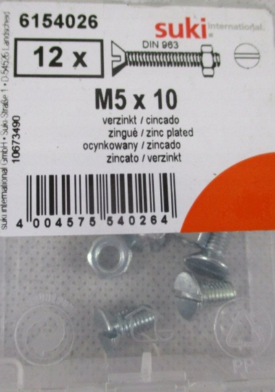 Vida të fundosme Suki M5x10mm, çelik i galvanizum, paketim 12 copë