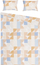 Set çarçafësh Domoletti Geometric, 160 x 200 cm, 2 këllëfë 50 x 70 cm, bezhë blu