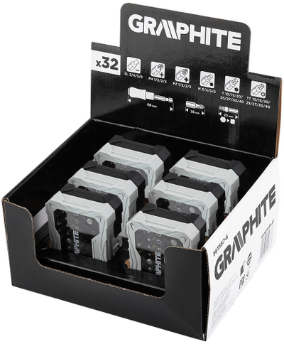 Set bitash Graphite 56T557, 32 copë, me mbajtës magnetik, gri