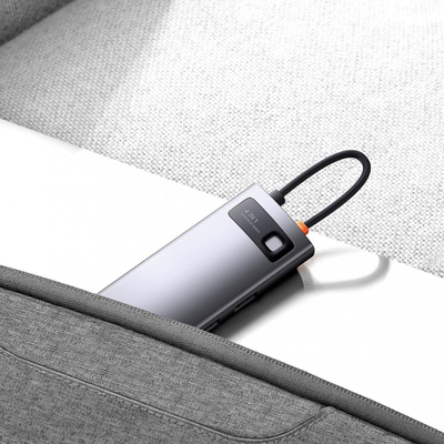 Hub i jashtëm Baseus Metal Gleam, USB C, 4x USB 3.0, gri