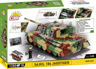 Set ndërtimi Cobi WWII SD.Kfz. 186 Jagdtiger, 1280 pjesë, shkallë 1:28, kamuflazh