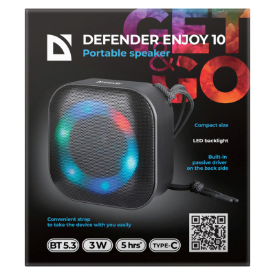Altoparlant Bluetooth Defender Enjoy 10, 3W, LED, i zi